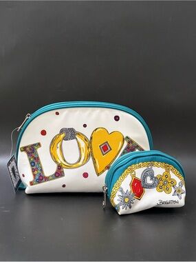 BRIGHTON Charmed Love 2-pc Cosmetic Makeup Bag Set NWT